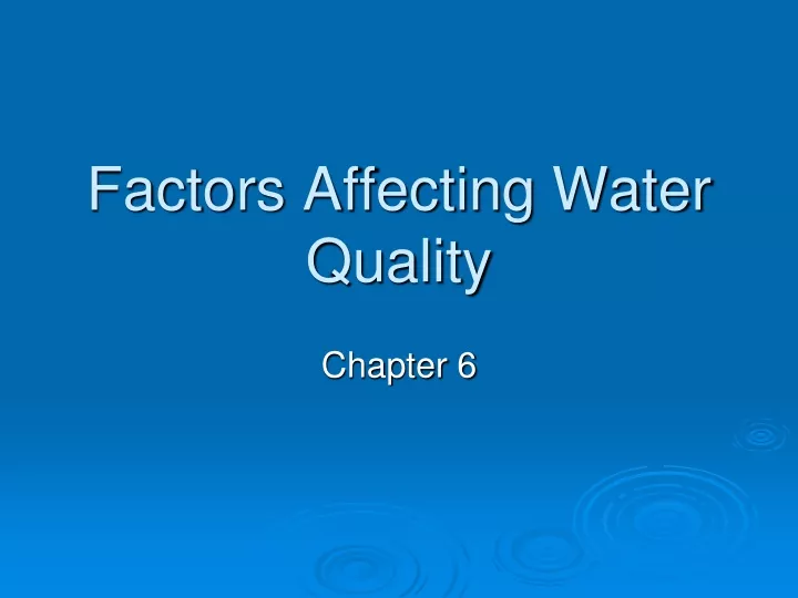 factors affecting water quality