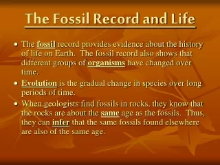 The Fossil Record and Life