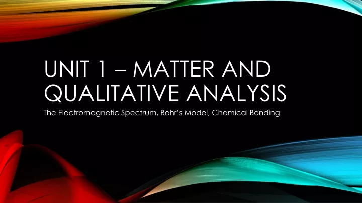 unit 1 matter and qualitative analysis