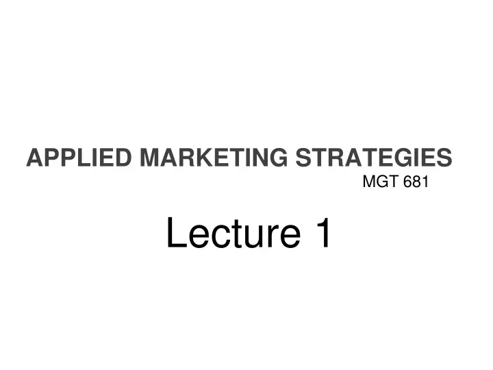 applied marketing strategies