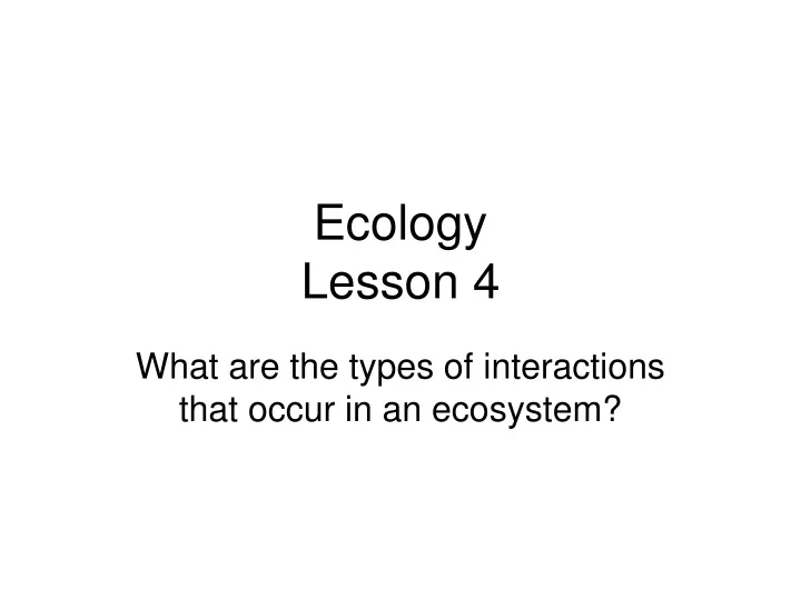 ecology lesson 4