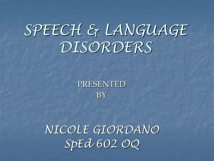 speech language disorders