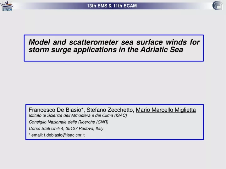 model and scatterometer sea surface winds
