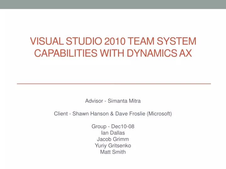 visual studio 2010 team system capabilities with dynamics ax