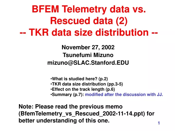 bfem telemetry data vs rescued data 2 tkr data size distribution