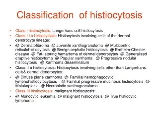 Classification  of histiocytosis