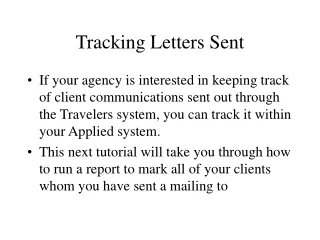 Tracking Letters Sent