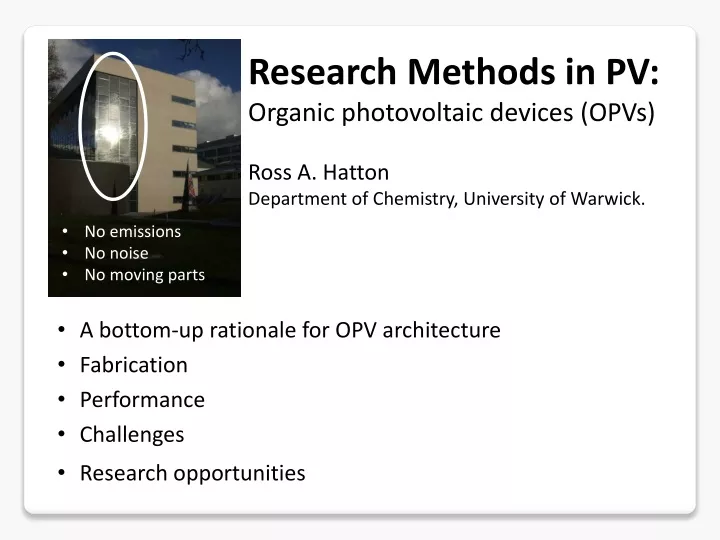 research methods in pv organic photovoltaic