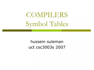 COMPILERS Symbol Tables