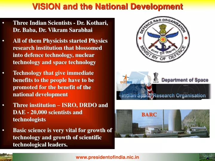 vision and the national development