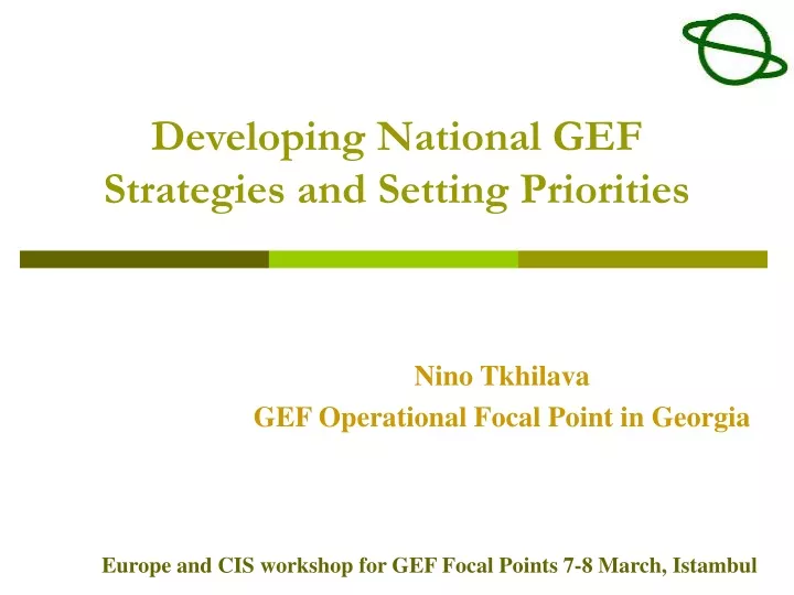 developing national gef strategies and setting priorities