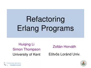 Refactoring Erlang Programs