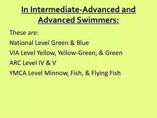 In Intermediate-Advanced and Advanced Swimmers: