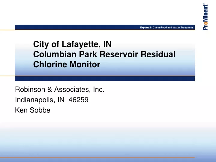 city of lafayette in columbian park reservoir residual chlorine monitor