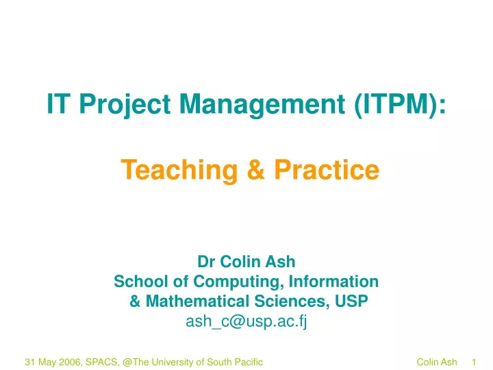 it project management itpm teaching practice