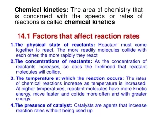 14.1 Factors that affect reaction rates