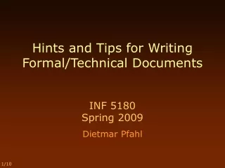 Hints and Tips for Writing Formal/Technical Documents