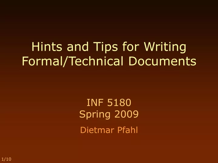hints and tips for writing formal technical documents