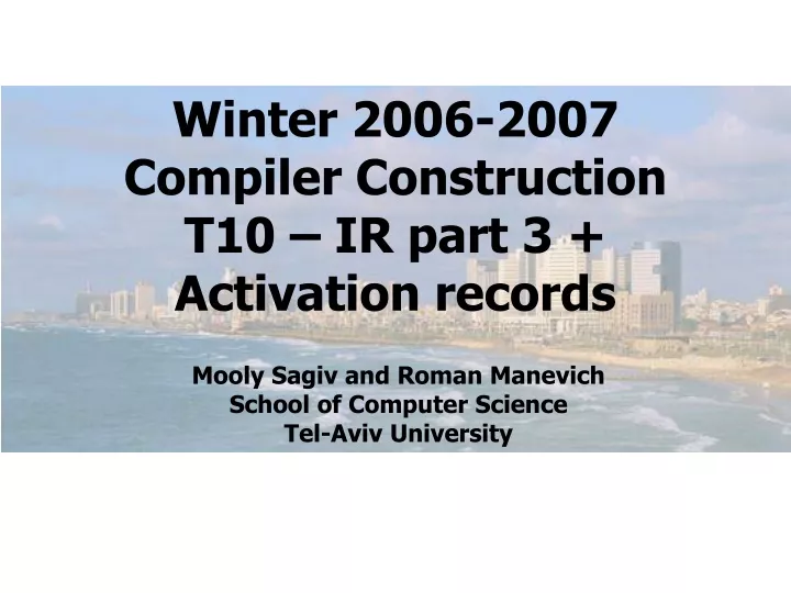 winter 2006 2007 compiler construction