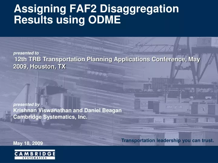 assigning faf2 disaggregation results using odme