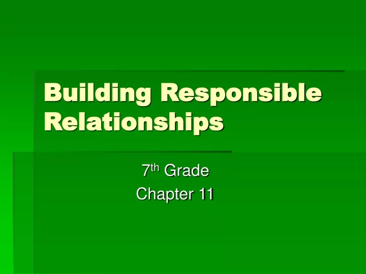 building responsible relationships