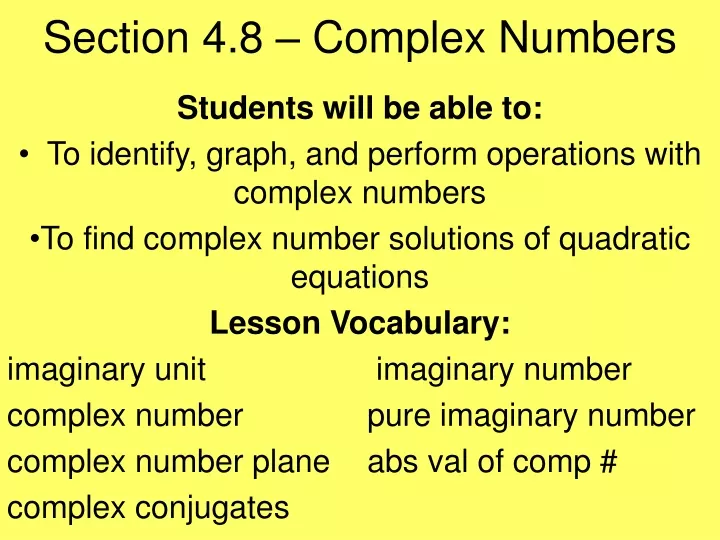 section 4 8 complex numbers