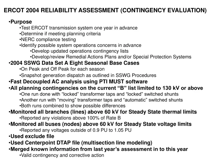 ercot 2004 reliability assessment contingency