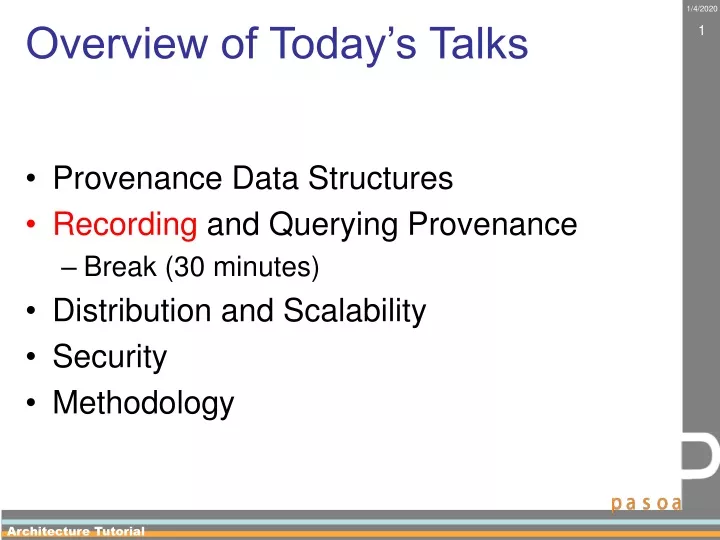 overview of today s talks