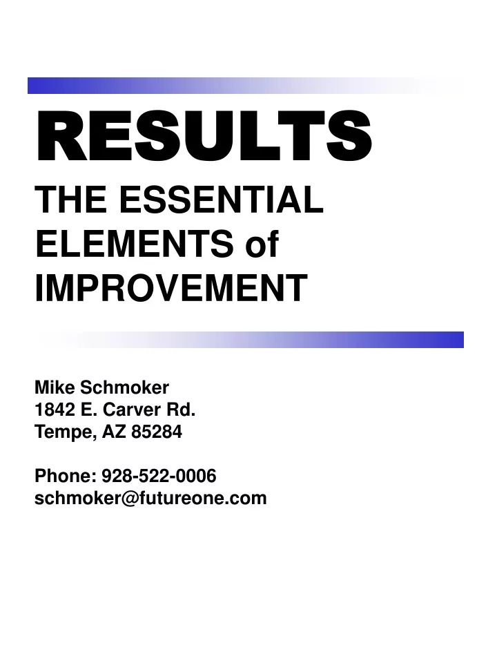 results the essential elements of improvement
