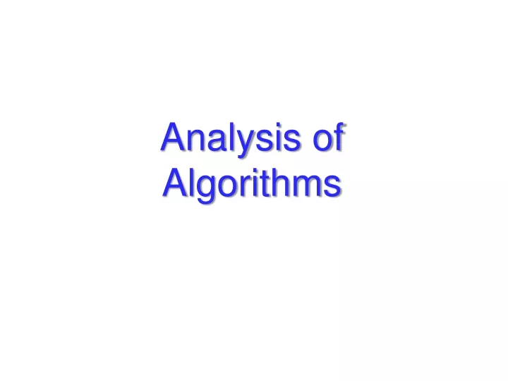 analysis of algorithms