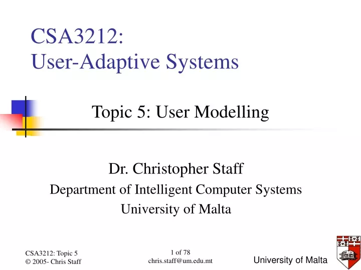 csa3212 user adaptive systems