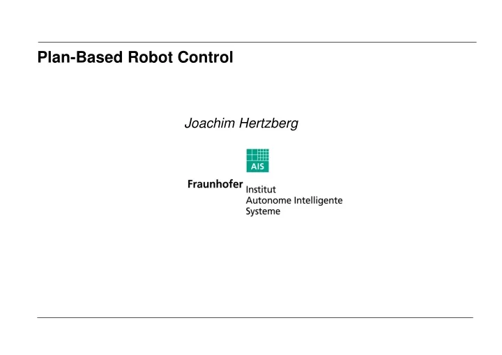 plan based robot control