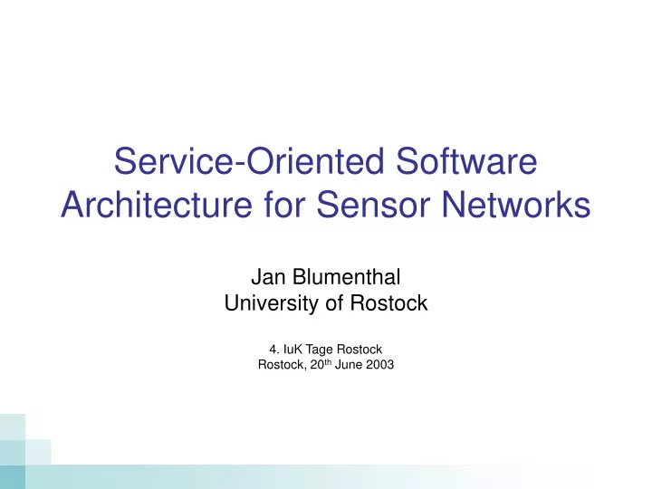 service oriented software architecture for sensor networks