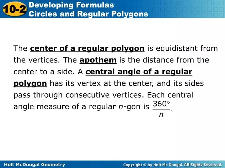 the center of a regular polygon is equidistant