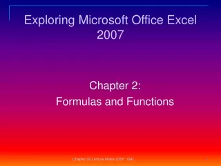 Chapter 2: Formulas and Functions