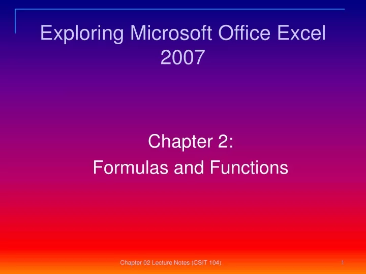 exploring microsoft office excel 2007