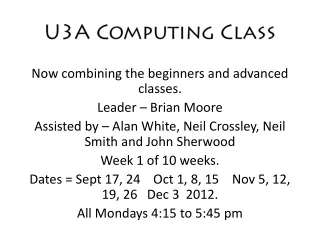 U3A Computing Class