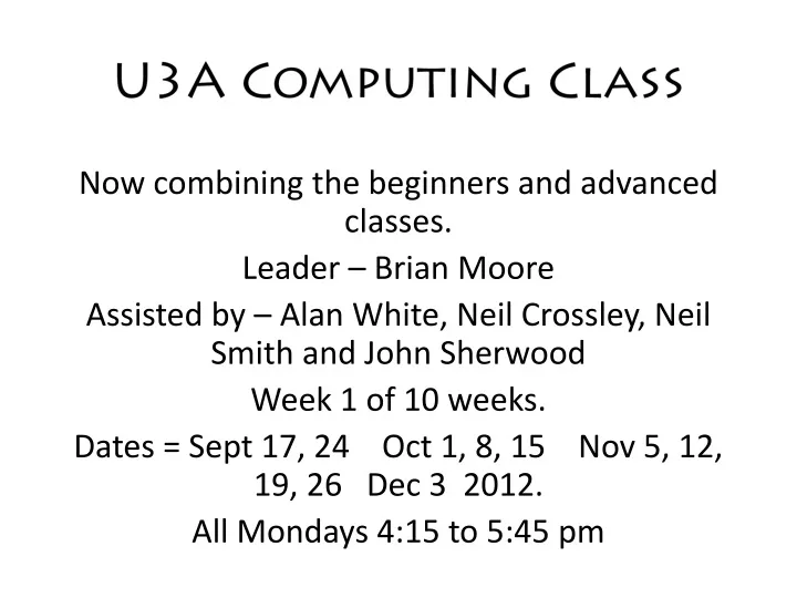 u3a computing class