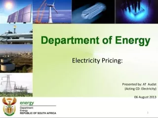 Electricity Pricing: Presented by: AT  Audat (Acting CD: Electricity) 06 August 2013