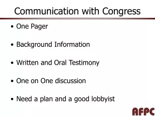 Communication with Congress
