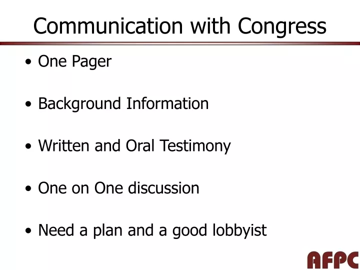 communication with congress