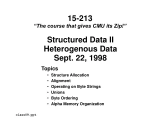 Structured Data II Heterogenous Data Sept. 22, 1998