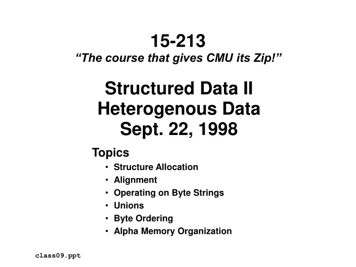 structured data ii heterogenous data sept 22 1998