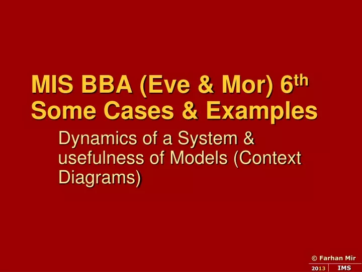 mis bba eve mor 6 th some cases examples