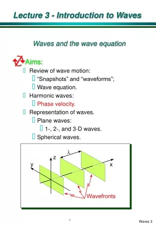 Lecture 3 - Introduction to Waves