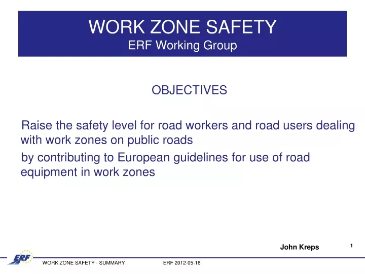 work zone safety erf working group