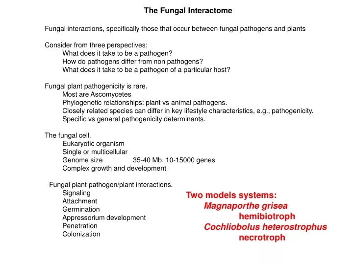 the fungal interactome fungal interactions