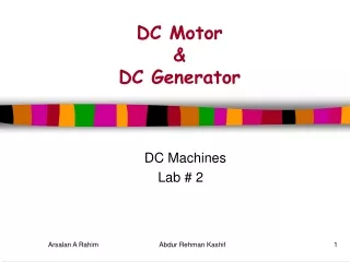 DC Motor  &amp;  DC Generator