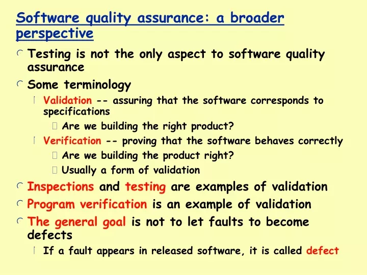 software quality assurance a broader perspective