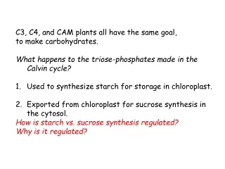 C3, C4, and CAM plants all have the same goal, to make carbohydrates.